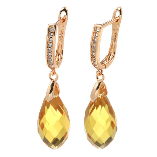 Fashion yellow zircon hanging earrings