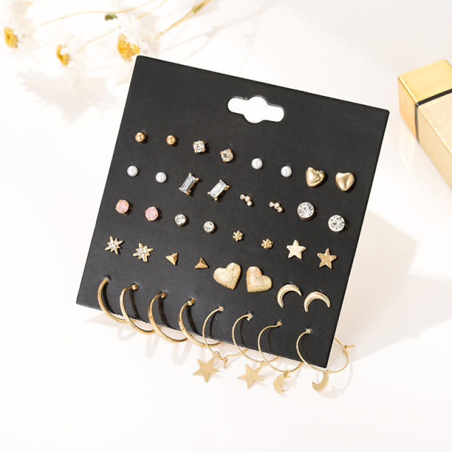 20 pair elegant ear stud set