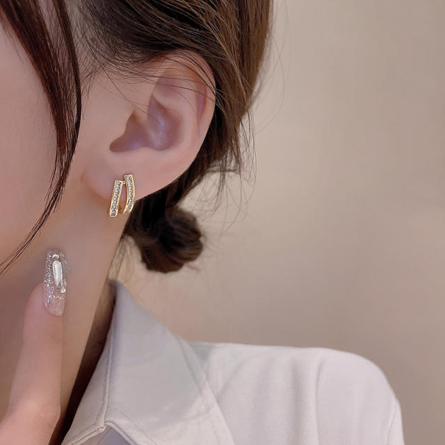 Korean fashion 925 needle easy match gold ear studs