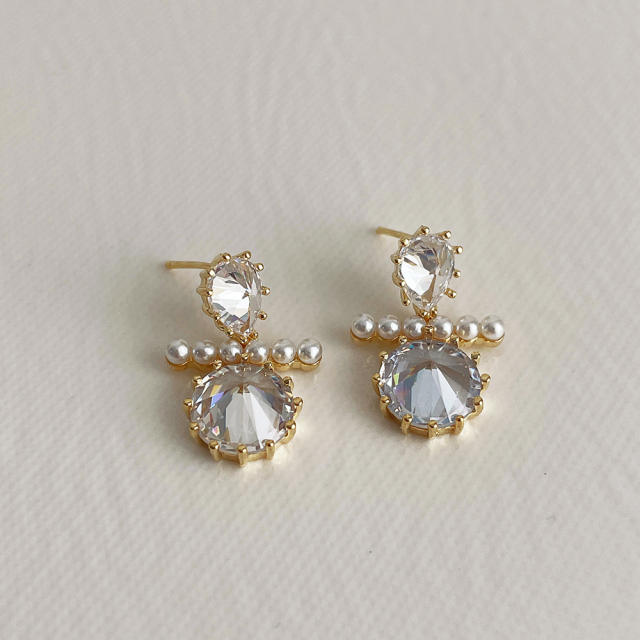 Korean style Pearl zircon earrings