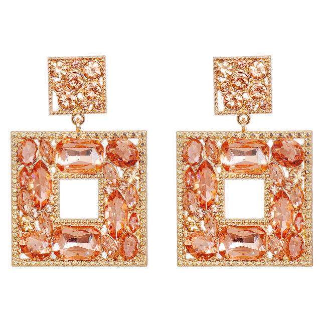 Personality geometric square glass crystal earrings