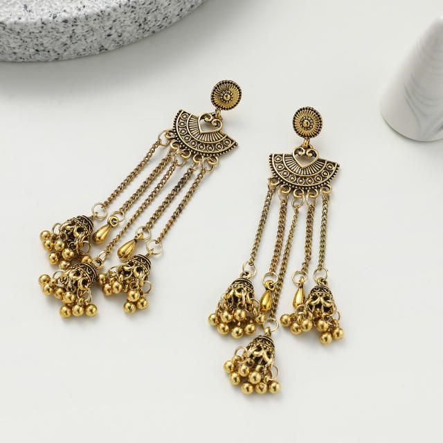 Creative long tassel jhumka earrings for women