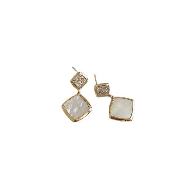 Fashion inlaid zircon natural shell earrings