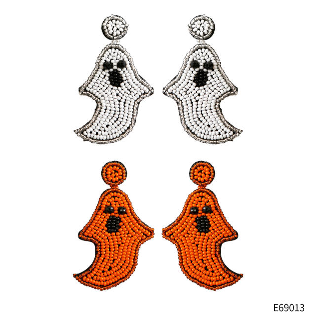 Handmade ghost design beaded earrings