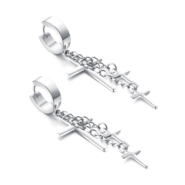 Vintage titanium steel cross earrings