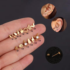 Mini flash stainless steel women men helix earrings