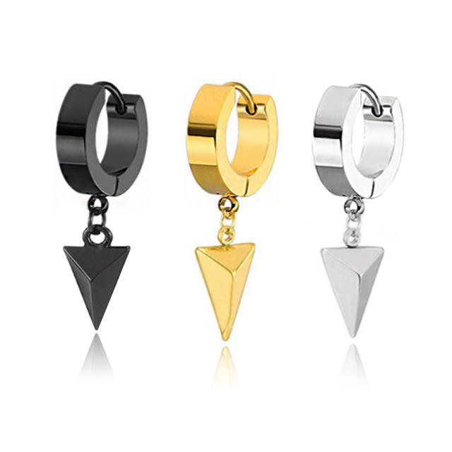 Fashion titanium steel triangle earrings