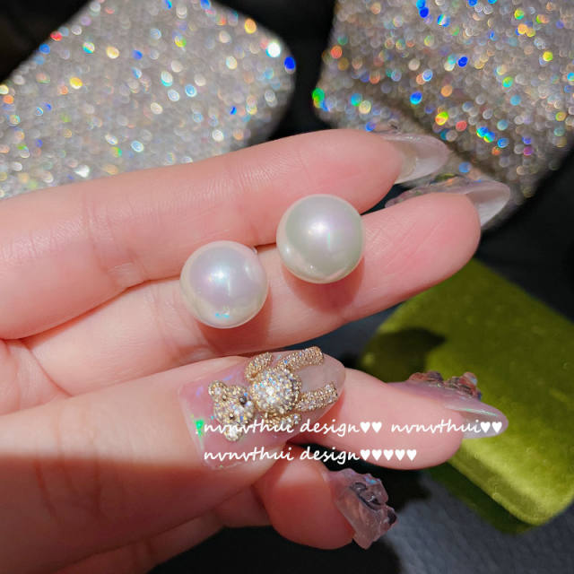 925 silver needle pearl earring