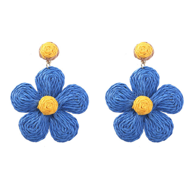 Summer straw flower earrings