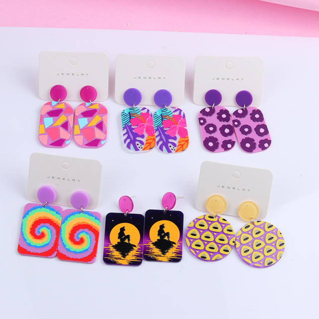 Geometric color acrylic earrings