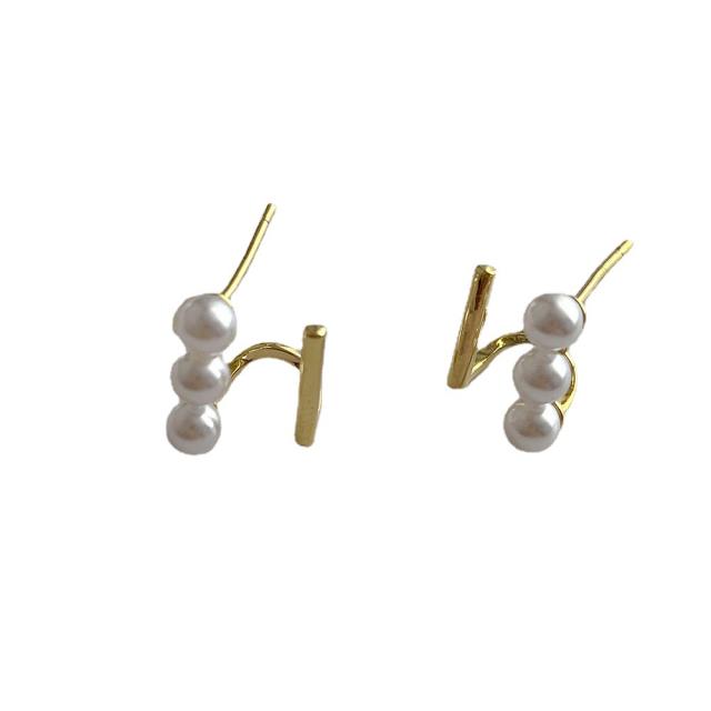 Korean fashion unique pearl two layer women earrings