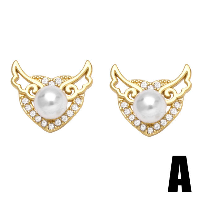 Elegant pearl bead ear studs