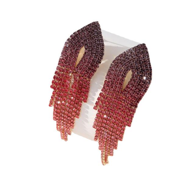 Occident fashion pink color diamond tassel earrings