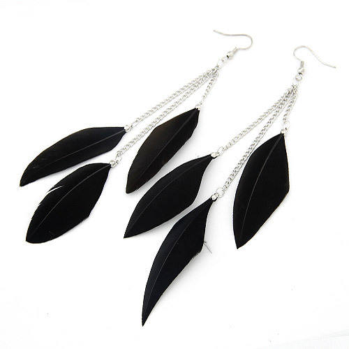 Personality feather tassel earrings