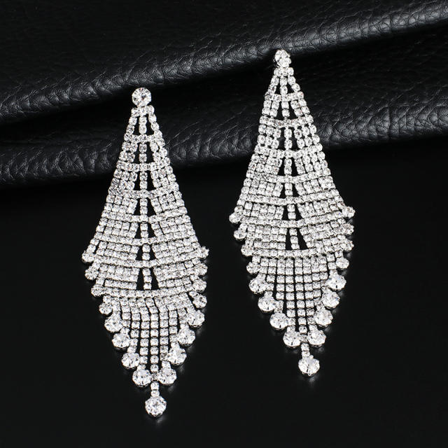 Hot sale pave setting rhinestone bridal earrings