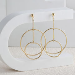 Geometric ring metal dangle earrings