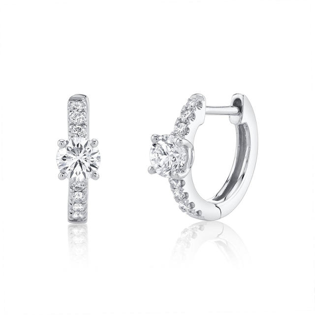 INS cubic zircon popular huggie earrings