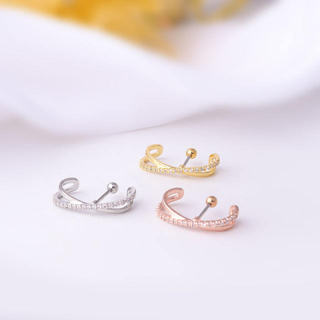 Newa arrival stainless steel needle cubic zircon helix ear studs