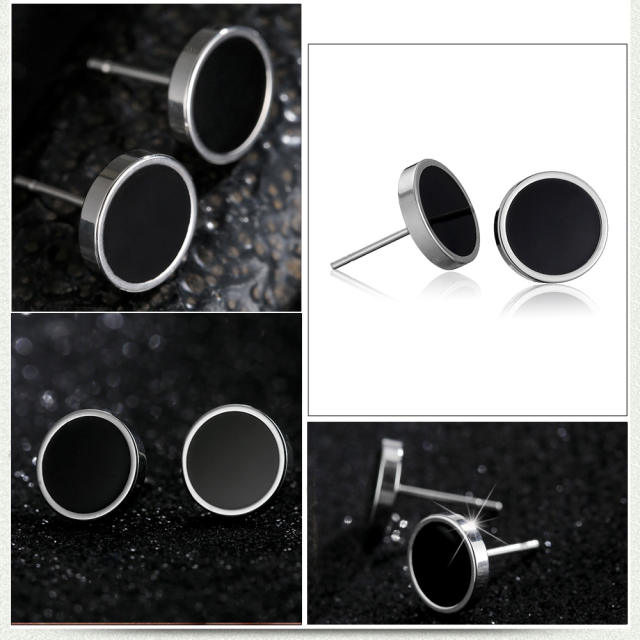 Titanium steel fashion dumbbel earrings