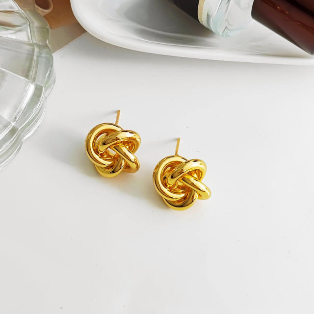 S925 sterling silver needle twisted ear studs