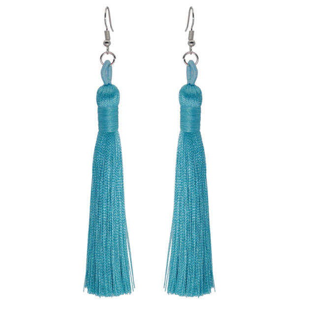 Boho rope tassel long earrings