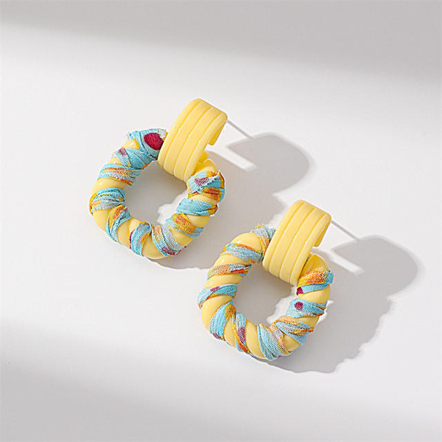 Boho yellow and blue color vintage ear studs
