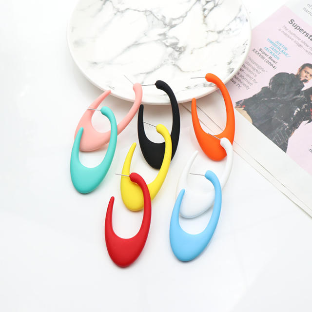 U-shaped exaggerated acrylic earrings frosted