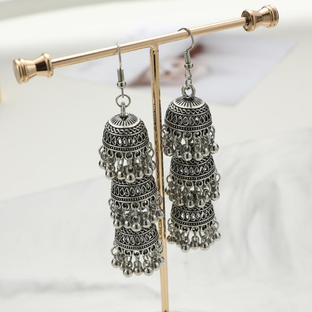 Vintage layer bell design jhumka earrings