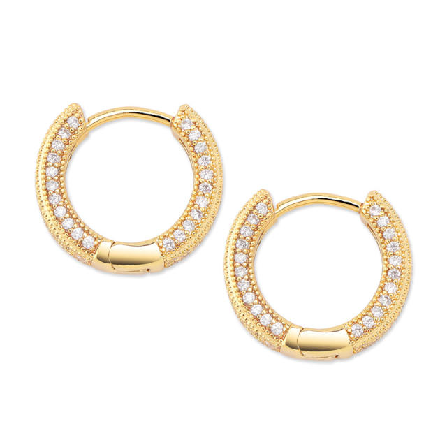 Fashion hip hop zircon huggie earrings