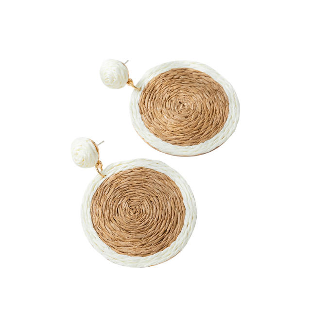 Boho straw earrings for women