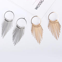 Chain tassel geometric ring earrings