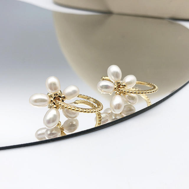 Water pearl flower luxury elegant earrings