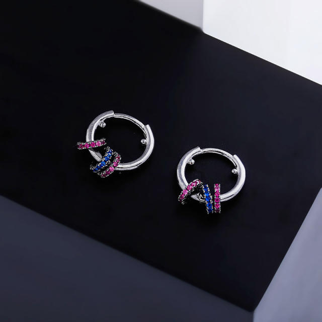 Hip hop huggie earrings