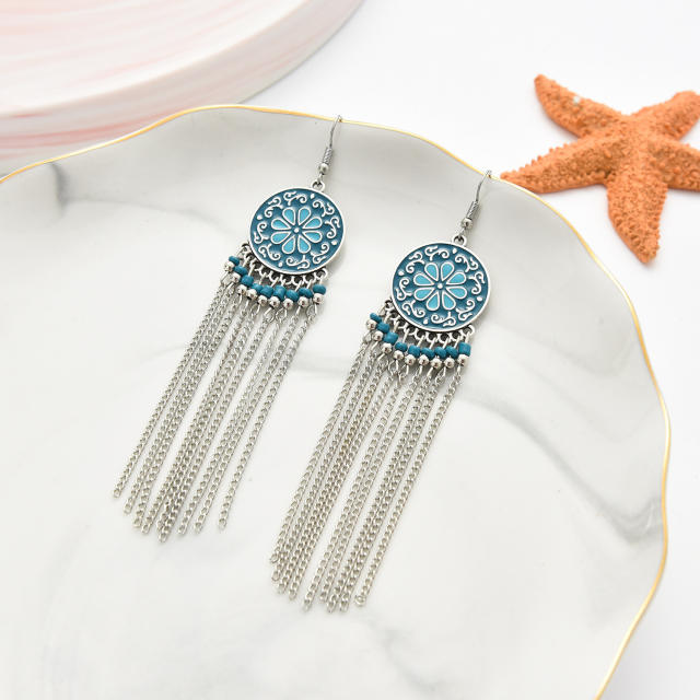 Vintage chain tassel long earrings