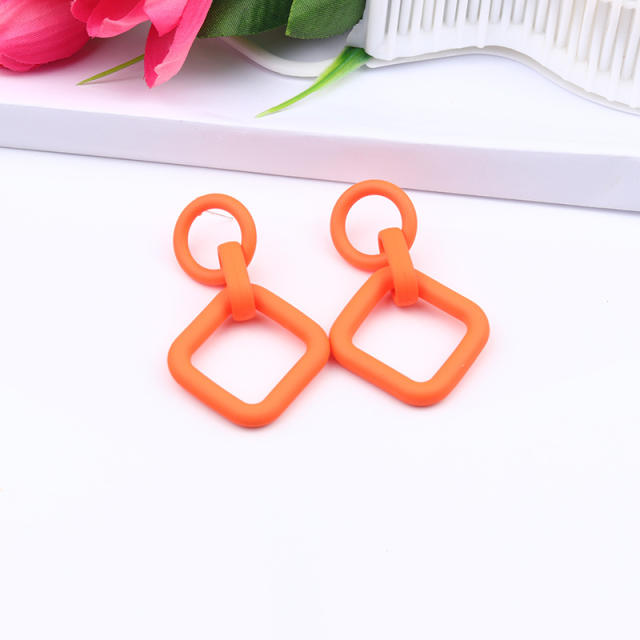 Tiktok hot sale candy color square shape earrings