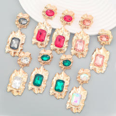 EXaggerated geometric colored crystal boho earrings