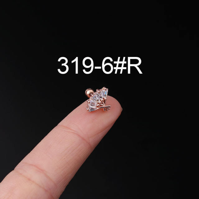 Stainless steel needle cubic zircon ear studs