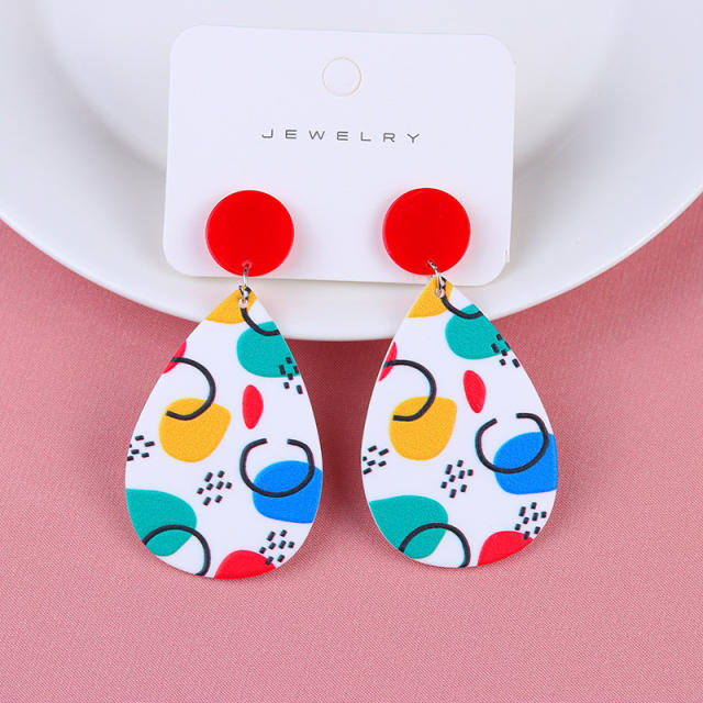 Color polka dots geometric acrylic earrings