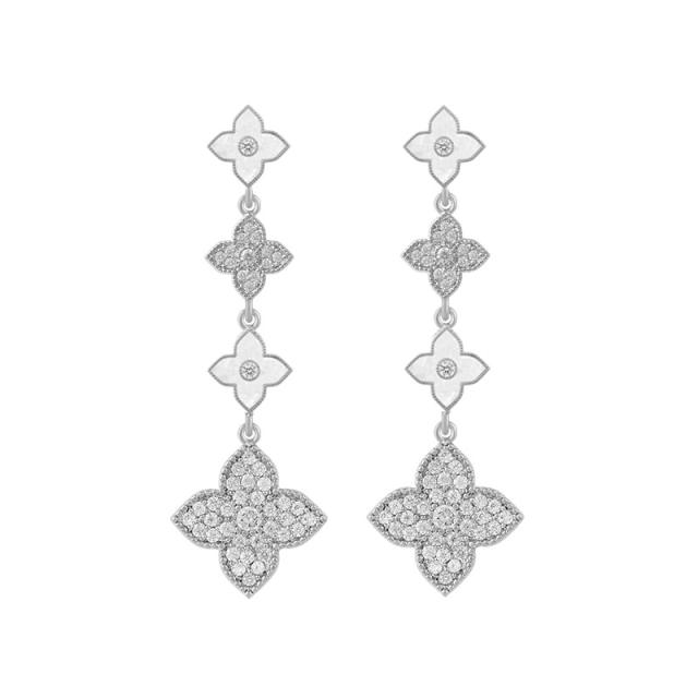 New design rhinestone setting color clover dangle earrings