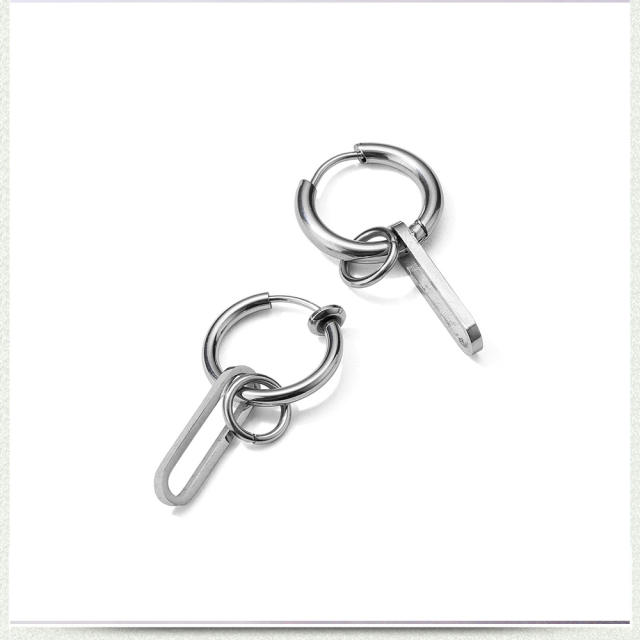 Fashion round titanium steel earrings