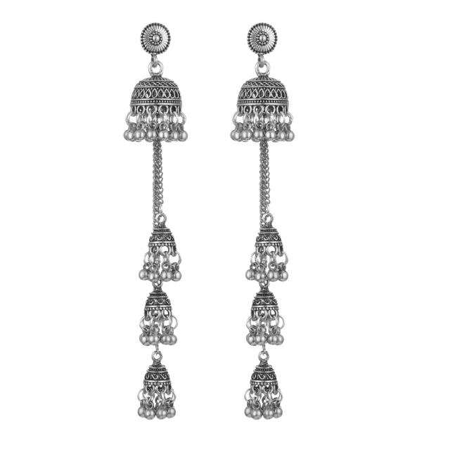 Personality long chain tassel jhumka earrings