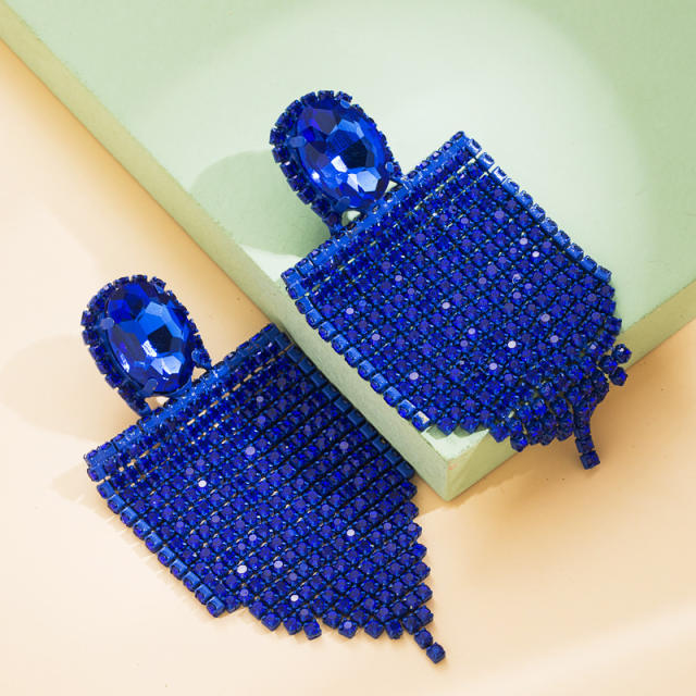Colorful rhinestone tassel luxury earrings