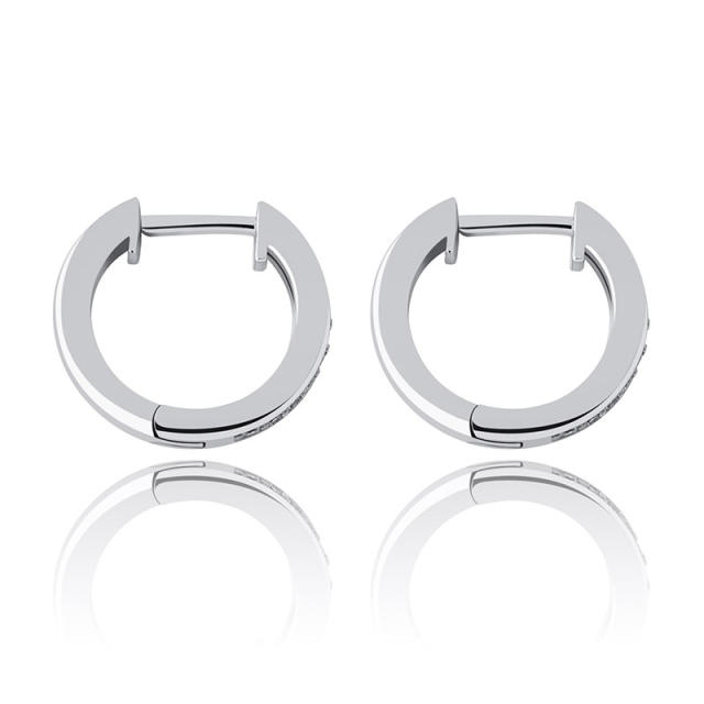 Hip hop S925 silver zircon huggie earrings