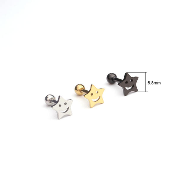 Occident fashion stainless steel crown ear studs