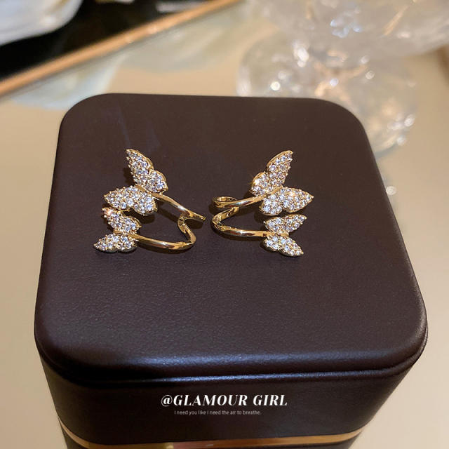 Rhinestone butterfly ear studs