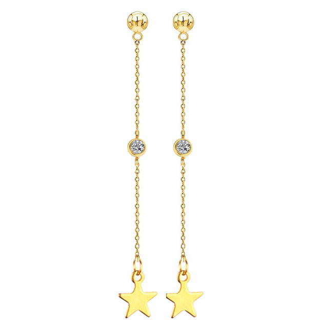 Star moon stainless steel earrings