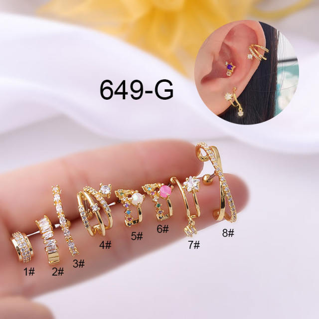 Newa arrival stainless steel needle cubic zircon helix ear studs