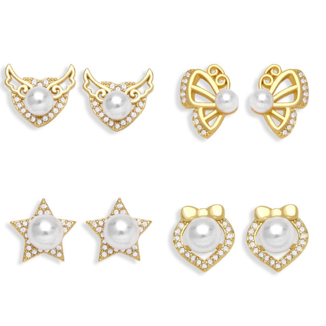 Elegant pearl bead ear studs