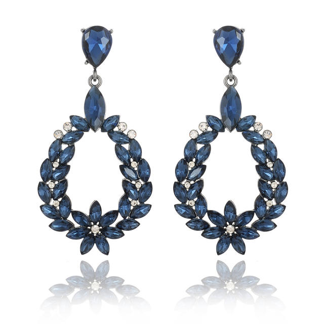 Luxury navy blue glass crystal earings