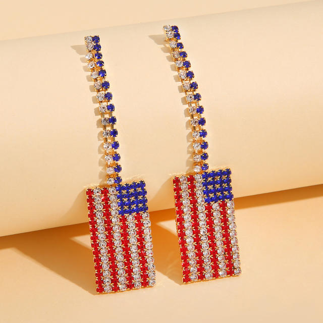 Rhinestone tassel luxury July Fourth earrings